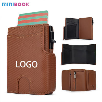 2024 Front Pocket Men's Leather Pop Up Wallet with RFID Blocking and Magnetic Closure