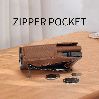 2024 Front Pocket Men's Leather Pop Up Wallet with RFID Blocking and Magnetic Closure