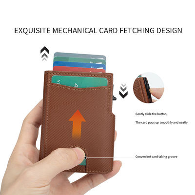 2024 Front Pocket Men's Leather Pop Up Wallet with RFID Blocking and Magnetic Closure
