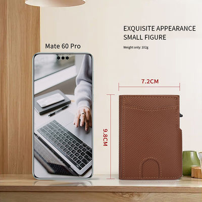 2024 Front Pocket Men's Leather Pop Up Wallet with RFID Blocking and Magnetic Closure