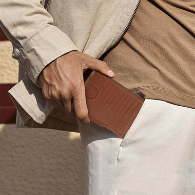 2024 Front Pocket Men's Leather Pop Up Wallet with RFID Blocking and Magnetic Closure