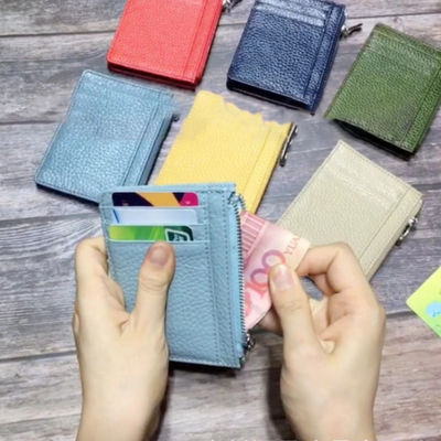 Fashion Style Tiding Women Custom Logo Color Saffiano Leather Card Holder Slim Credit Cardholder Wallet