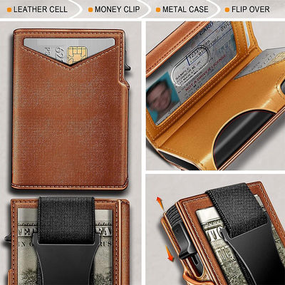 Low MOQ Mix Models Minimalist Leather Credit Card Holder Wallet with Pop Up Function