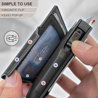 Low MOQ Mix Models Minimalist Leather Credit Card Holder Wallet with Pop Up Function