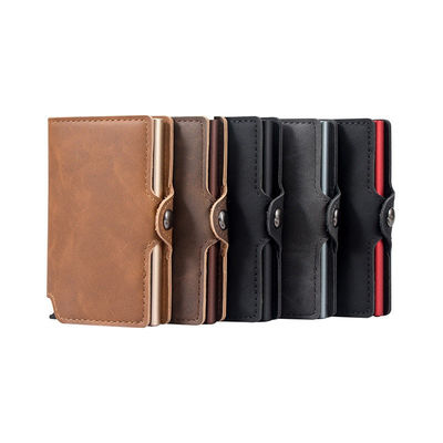 Vintage Style RFID Blocking Steel Wallet With Retractable ID Card Holder And Gift Box