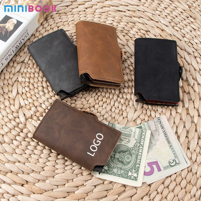 Vintage Style RFID Blocking Steel Wallet With Retractable ID Card Holder And Gift Box
