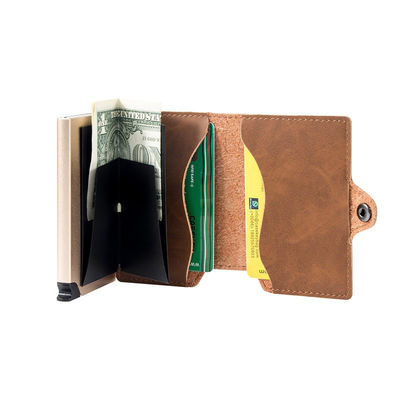 Vintage Style RFID Blocking Steel Wallet With Retractable ID Card Holder And Gift Box