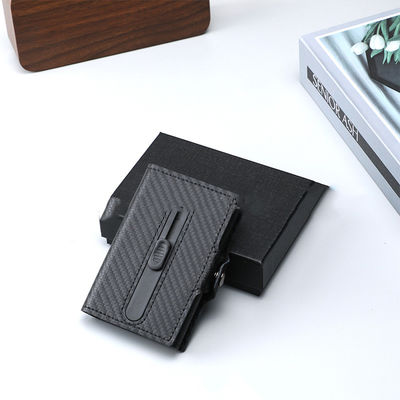 Low MOQ Mix Models Men'S PU Leather Card Holder With Aluminum Pop Up Design And Metal Box