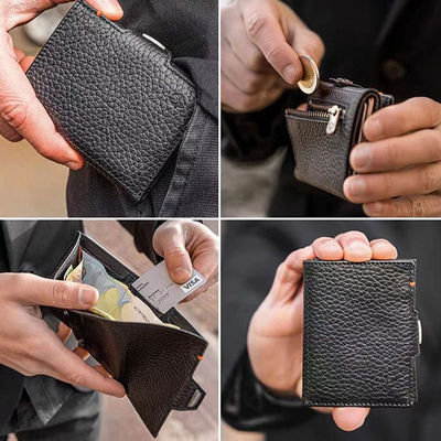 PU Custom Trifold Leather Wallet RFID Blocking Men's Card holder Business Credit Carbon Fiber Wallet For Cards