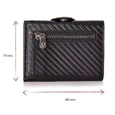 PU Custom Trifold Leather Wallet RFID Blocking Men's Card holder Business Credit Carbon Fiber Wallet For Cards