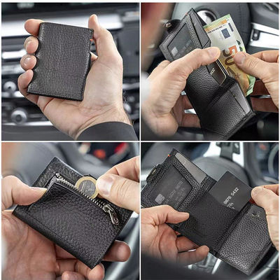 PU Custom Trifold Leather Wallet RFID Blocking Men's Card holder Business Credit Carbon Fiber Wallet For Cards