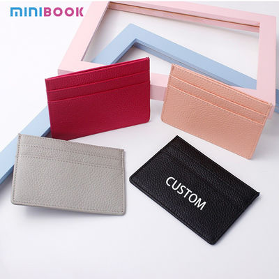 GENUINE LEATHER Slim Embossed Personalized Uv Print Monogrammed Credit Card Holder Wallet