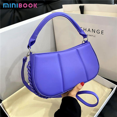 2024 Lady Single Shoulder Bag with Polyester Lining Material and Striped Pattern