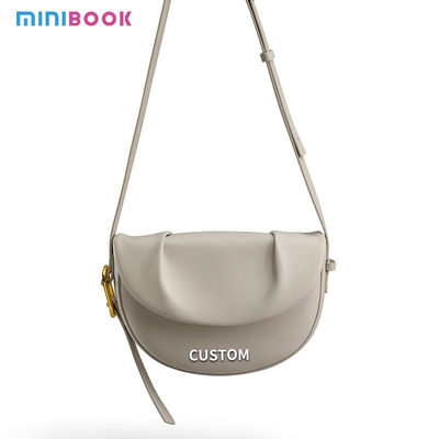 GENUINE LEATHER Simple Vintage Pleated Armpit Saddle Bag for Ladies Crossbody