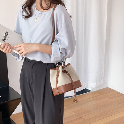 Designer Women's Fashion Crossbody Bag Simple Drawstring Pleated Shoulder Bag with Bucket Handbag