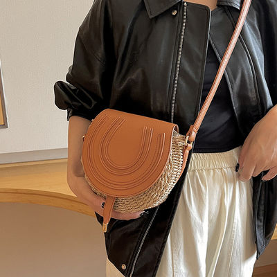 Leisure Crossbody Straw Bag for Women Main Material PU Daily Life Essential