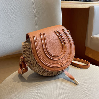 Leisure Crossbody Straw Bag for Women Main Material PU Daily Life Essential