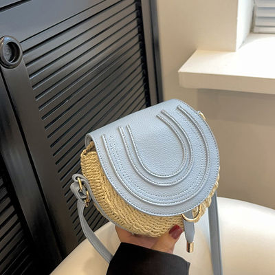 Leisure Crossbody Straw Bag for Women Main Material PU Daily Life Essential