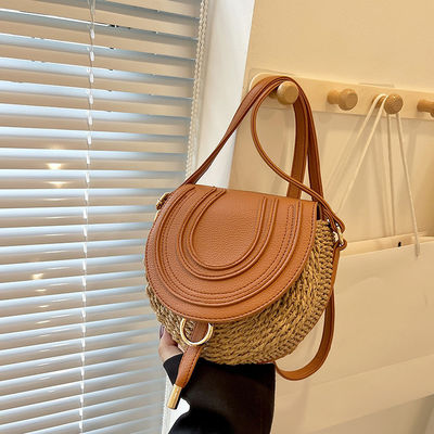 Leisure Crossbody Straw Bag for Women Main Material PU Daily Life Essential