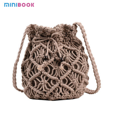 Handmade Fashion Lady Macrame Shoulder Bag Woven Crochet Purse Bag Cotton Rope Tote