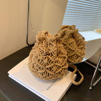 Handmade Fashion Lady Macrame Shoulder Bag Woven Crochet Purse Bag Cotton Rope Tote