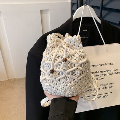 Handmade Fashion Lady Macrame Shoulder Bag Woven Crochet Purse Bag Cotton Rope Tote