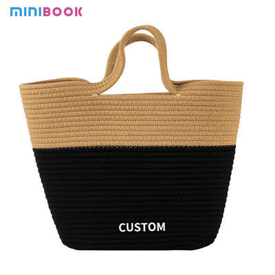 Handmade Woven Beach Bag with Custom Logo Cotton Rope Macrame Shoulder Bag