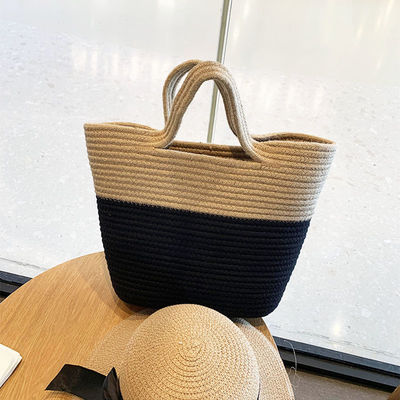 Handmade Woven Beach Bag with Custom Logo Cotton Rope Macrame Shoulder Bag