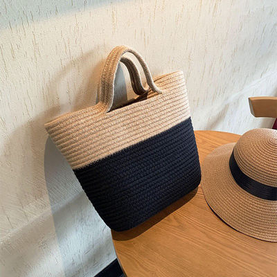 Handmade Woven Beach Bag with Custom Logo Cotton Rope Macrame Shoulder Bag
