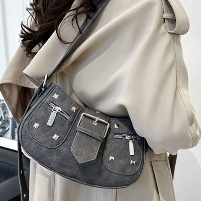 2024 Low MOQ Mix Models Trendy Girls Purses with Adjustable Strap Denim Handbags