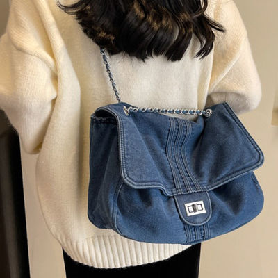 Cloth Denim Women's Tote Bags Big Capacity Vintage Style Ladies Fashion Shoulder Bags