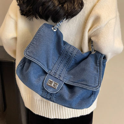Cloth Denim Women's Tote Bags Big Capacity Vintage Style Ladies Fashion Shoulder Bags