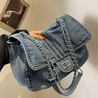 Cloth Denim Women's Tote Bags Big Capacity Vintage Style Ladies Fashion Shoulder Bags