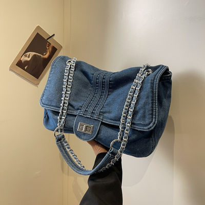 Cloth Denim Women's Tote Bags Big Capacity Vintage Style Ladies Fashion Shoulder Bags