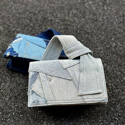 Girls Casual Mini Shoulder Bag in Patchwork Denim with Zipper Hasp Closure