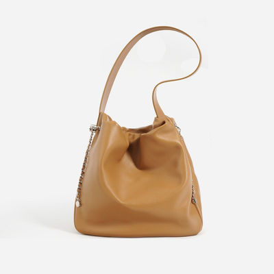 Simple Genuine Leather Ladies Handbags Design Tote Bucket Bag Advantage for Women