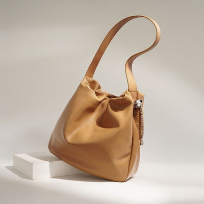 Simple Genuine Leather Ladies Handbags Design Tote Bucket Bag Advantage for Women