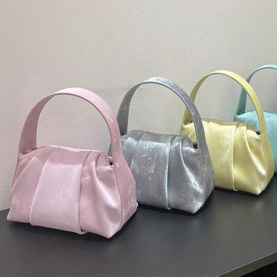 Custom Satin Cowhide Genuine Leather Shoulder Crossbody Bags for Women's Clouds Folds