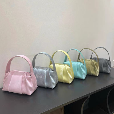 Custom Satin Cowhide Genuine Leather Shoulder Crossbody Bags for Women's Clouds Folds