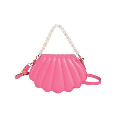 Custom Logo Avaliable Shell Shape Woman Handbag with Pearl Chain and Fashion Design