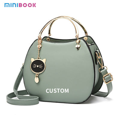 Custom Logo Avaliable Cat Pendant Women's Handbags 2024 with Zipper Hasp Closure Type