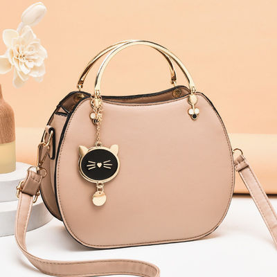 Custom Logo Avaliable Cat Pendant Women's Handbags 2024 with Zipper Hasp Closure Type