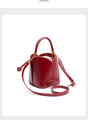 Designer Drawstring Genuine Leather Sling Crossbody Strap Tote Bucket Bag for Daily Life
