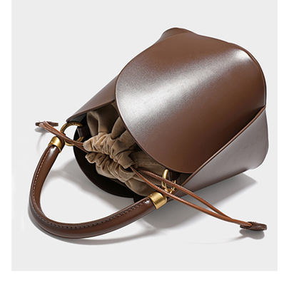 Designer Drawstring Genuine Leather Sling Crossbody Strap Tote Bucket Bag for Daily Life
