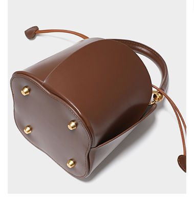 Designer Drawstring Genuine Leather Sling Crossbody Strap Tote Bucket Bag for Daily Life