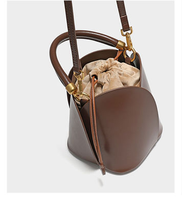 Designer Drawstring Genuine Leather Sling Crossbody Strap Tote Bucket Bag for Daily Life
