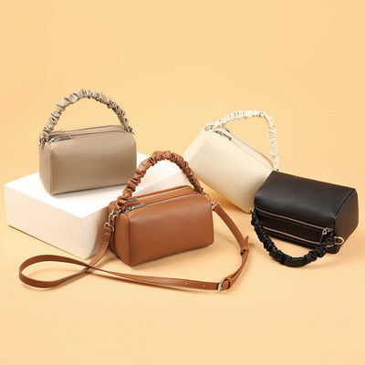 Women's Daily Life Luxury Tote Bag Genuine Cow Leather Double Zipper Shoulder Bag