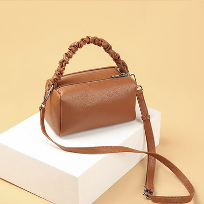 Women's Daily Life Luxury Tote Bag Genuine Cow Leather Double Zipper Shoulder Bag