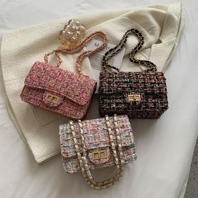 Seasonal Luxury Designer Inspired Chain Women's Crossbody Classic Flap Tweed Shoulder Bag