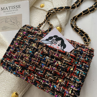 Seasonal Luxury Designer Inspired Chain Women's Crossbody Classic Flap Tweed Shoulder Bag